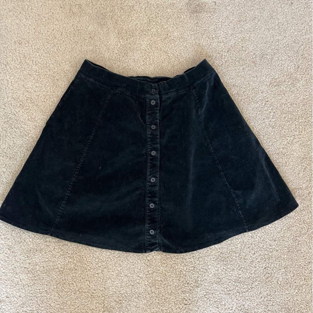 Black corduroy cord mini skirt